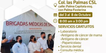 Del 03 al 08 de octubre las unidades móviles de las Brigadas Médicas de Salud se encontrarán en la colonia Las Palmas en CSL