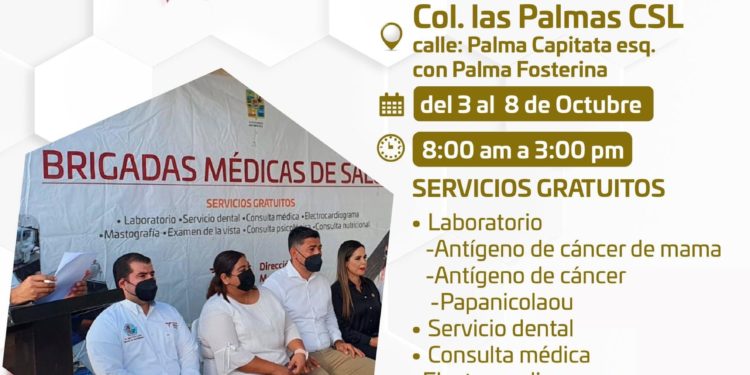 Del 03 al 08 de octubre las unidades móviles de las Brigadas Médicas de Salud se encontrarán en la colonia Las Palmas en CSL