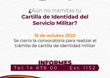 La fecha límite para realizar el trámite para la cartilla militar es el 15 de octubre