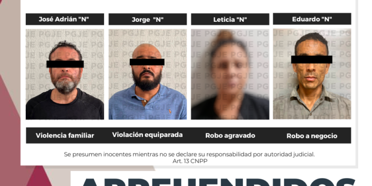 APREHENDE PGJE A CUATRO PERSONAS POR DIVERSOS DELITOS