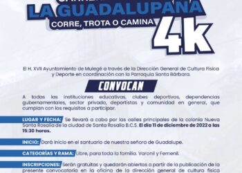 INVITA AYUNTAMIENTO DE MULEGÉ A PARTICIPAR EN LA TRADICIONAL CARRERA GUADALUPANA.