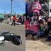 Masculino salió disparado de su moto tras choque contra un vehículo; fue trasladado al IMSS
