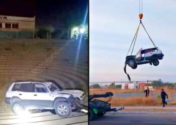 Se fue hasta las gradas de un palenque con su vehículo