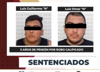 OBTIENE PGJE CONDENAS DE 5 AÑOS DE PRISIÓN PARA CULPABLES DE ROBO CALIFICADO