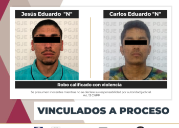 OBTIENE PGJE VINCULACIÓN A PROCESO CONTRA DE DOS HOMBRES POR EL DELITO DE ROBO CON VIOLENCIA