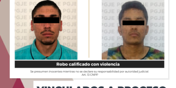 OBTIENE PGJE VINCULACIÓN A PROCESO CONTRA DE DOS HOMBRES POR EL DELITO DE ROBO CON VIOLENCIA