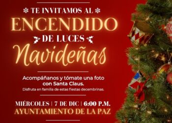 Acompáñanos este miércoles al tradicional encendido de luces navideñas en la Explanada del Ayuntamiento de La Paz, asiste con tu familia.