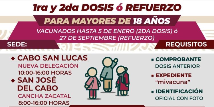 Este viernes 27 se estará aplicando la vacuna contra el COVID-19 a mayores de 18 años en SJC y CSL