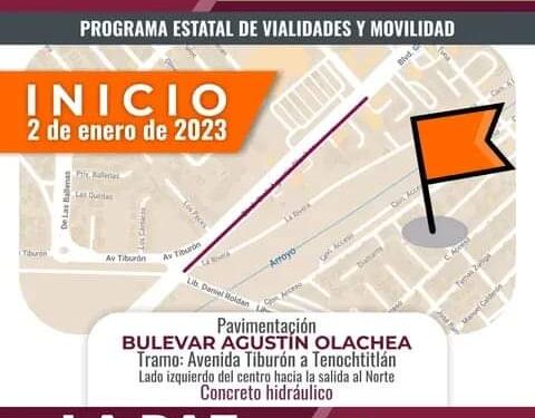 Recordamos a la ciudadanía que el día de hoy 2 de enero de 2023 a partir de las 10:00 AM, se reiniciarán con los trabajos de atención de vialidades.