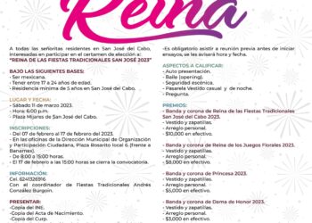 Gobierno Municipal abre convocatoria para la elección de la reina de las Fiestas Tradicionales San José del Cabo 2023