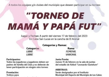 INDEM Los Cabos invita a participar en el “Torneo de Mamá y Papá Fut”