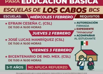 En Los Cabos habrá jornada de vacunación contra el COVID-19 para la niñez de 5 a 11 años de edad