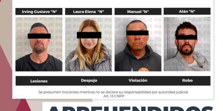 APREHENDE PGJE A CUATRO POR DIVERSOS DELITOS