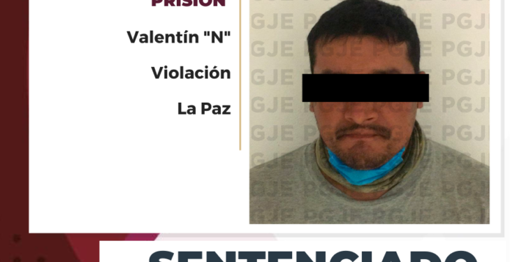 POR VIOLACIÓN OBTIENE PGJE MÁS DE 6 AÑOS DE PRISIÓN PARA SUJETO