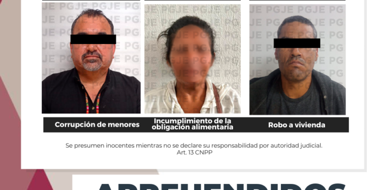 POR DELITOS SEXUALES Y CONTRA LA FAMILIA Y ROBO APREHENDE PGJE A TRES PERSONAS