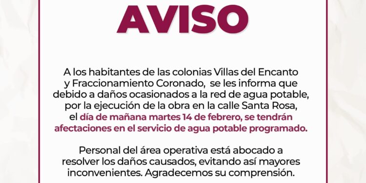 Trabajará OOMSAPAS La Paz en una reparación, afectará el servicio en Villas del Encanto y Fraccionamiento Coronado