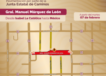 Cierre temporal a la circulación en calle Manuel Márquez de León por trabajos de reconstrucción con concreto hidráulico