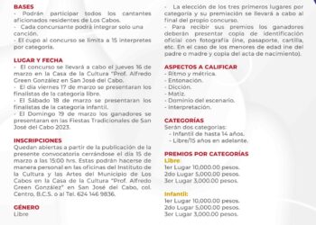 ¿Te gusta cantar? Inscríbete y participa en el concurso para personas aficionadas que organiza el Gobierno de Los Cabos