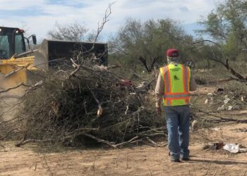 Avanzan trabajos de poda y limpieza en un predio de la colonia Indeco