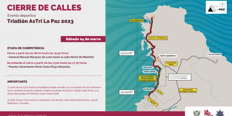 Habrá cierre de vialidades por “Triatlón “AsTri La Paz