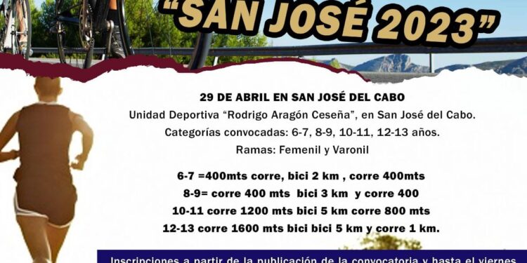 El Instituto de Deporte de Los Cabos invita a la niñez y juventud a participar en el “Duatlón INDEM San José 2023”