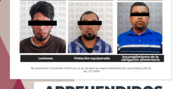APREHENDE PGJE A TRES POR DIVERSOS DELITOS
