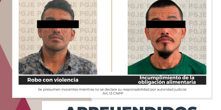 DETIENE PGJE A DOS PERSONAS POR DIVERSOS DELITOS