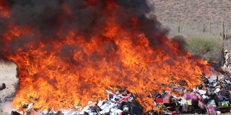 ENCABEZA MESA DE SEGURIDAD ACTO DE INCINERACIÓN DE NARCÓTICOS
