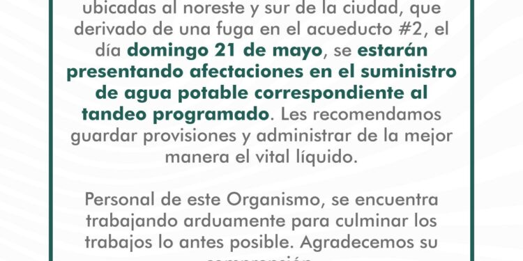 Trabajará OOMSAPAS La Paz en la reparación del acueducto #2