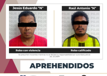 POR SU RELACIÓN EN EL DELITO DE ROBO APREHENDE&nbsp;PGJE&nbsp;A&nbsp;DOS&nbsp;PERSONAS&nbsp;
