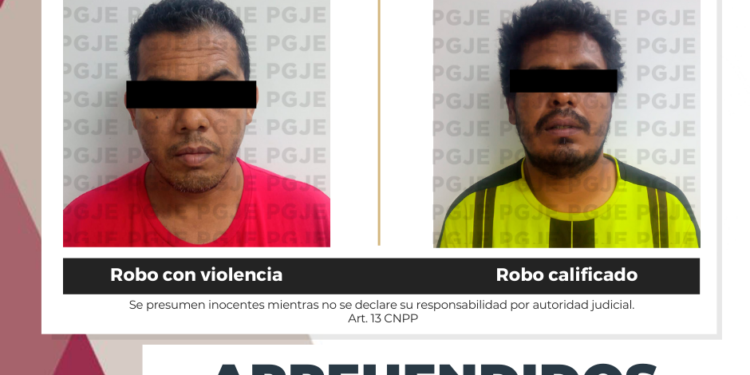 POR SU RELACIÓN EN EL DELITO DE ROBO APREHENDE&nbsp;PGJE&nbsp;A&nbsp;DOS&nbsp;PERSONAS&nbsp;