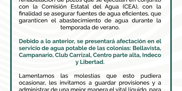 Por trabajos de mantenimiento, este 1 y 2 de junio saldrá de operación el pozo #4: OOMSAPAS La Paz