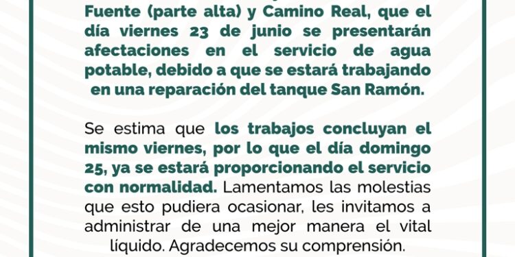 Trabajará OOMSAPAS La Paz en la reparación del tanque San Ramón