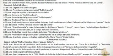 El XIV Ayuntamiento de Los Cabos que preside Oscar Leggs Castro, a través de la Delegación Municipal de Miraflores, informa a la ciudadanía que está lista la programación de actividades a desarrollarse durante la XXXI edición de la Fiesta de La Pitahaya en Miraflores 2023.