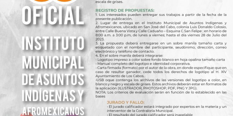 El Gobierno de Los Cabos convoca a la población mayor de edad del municipio, a participar en el Concurso del Diseño de Logotipo Oficial con la oportunidad de ganar hasta $10 mil pesos.