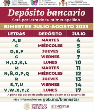 Secretaría de Bienestar inicia dispersión de pago de Pensiones y Programas del bimestre julio-agosto