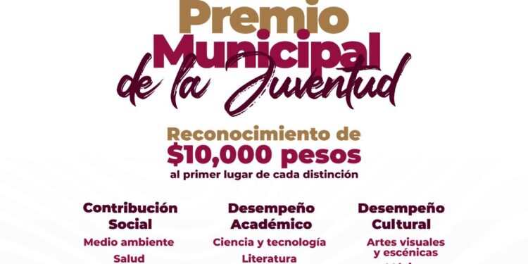 Convoca Ayuntamiento al Premio Municipal de la Juventud 2023