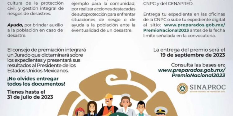 INVITA GOBIERNO DEL ESTADO A PARTICIPAR EN EL PREMIO NACIONAL DE PROTECCIÓN CIVIL&nbsp;