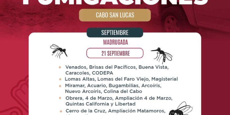 Oscar Leggs Castro a través de la Dirección Municipal de Salud invita a la población a participar conjuntamente en las campañas de fumigación que estarán activas toda esta semana en diferentes colonias de Cabo San Lucas.