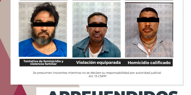 DETIENE PGJE A TRES PERSONAS BUSCADAS POR DELITOS GRAVES