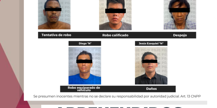 APREHENDE PGJE A CINCO PERSONAS EN LA PAZ Y LOS CABOS