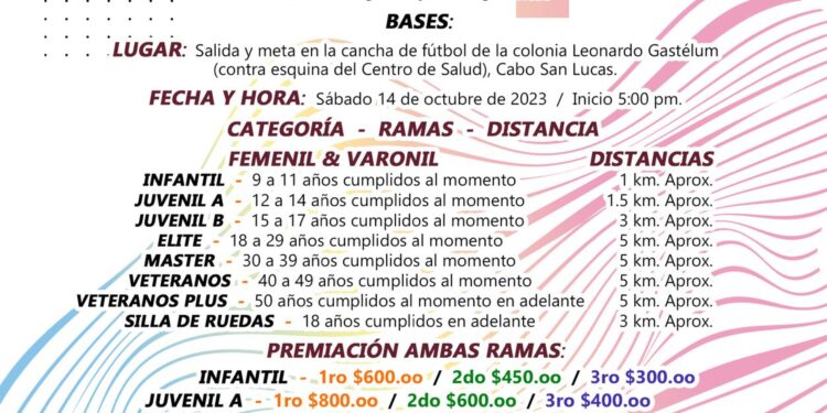 Se realizará una carrera pedestre este próximo 14 de octubre.