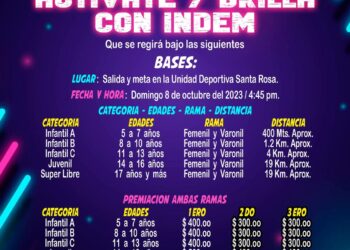 El XIV Ayuntamiento de Los Cabos que preside Oscar Leggs Castro, a través del Instituto del Deporte del Municipio de Los Cabos (INDEM) encabezado por Ricardo Manríquez Castillo, invita a la ciudadanía a participar en la carrera de ciclismo que se realizará este próximo 08 de octubre, ello como parte de las actividades del programa “Actívate y Brilla con INDEM”.