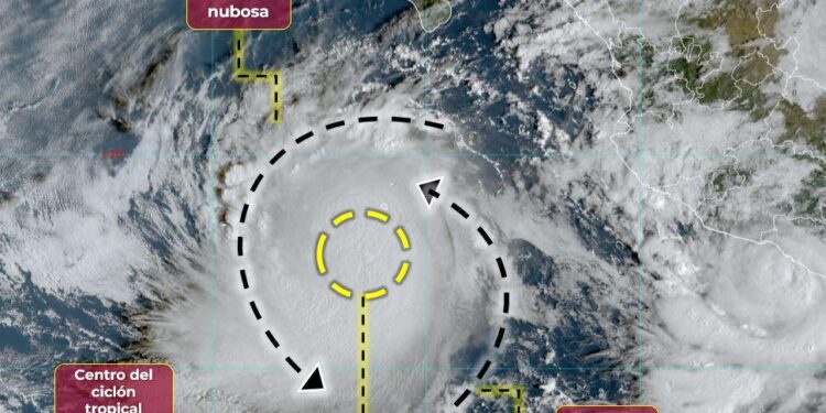 La tormenta tropical ‘’Lidia’’ se localizó este lunes a 525 km al sur-suroeste de Cabo San Lucas,