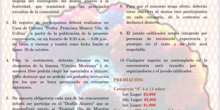 Convocan a todas las personas del sexo femenino pertenecientes a la delegación a participar en el “Gran Concurso de Catrinas Vivientes”