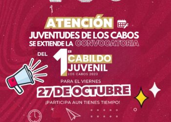 El Gobierno de Los Cabos a través del Instituto de la Juventud y la Comisión Edilicia Permanente de la Juventud del Honorable Cabildo convocan a jóvenes de entre 15 y 25 años de edad a participar en el Cabildo Juvenil 2023.