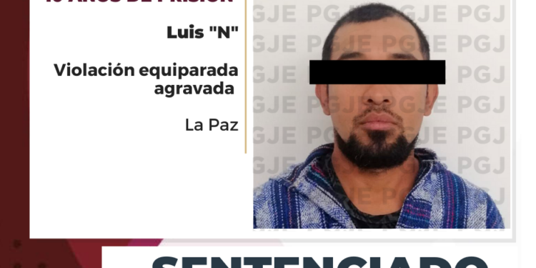 10 AÑOS DE PRISIÓN POR VIOLACIÓN EQUIPARADA AGRAVADA OBTIENE PGJE PARA SUJETO