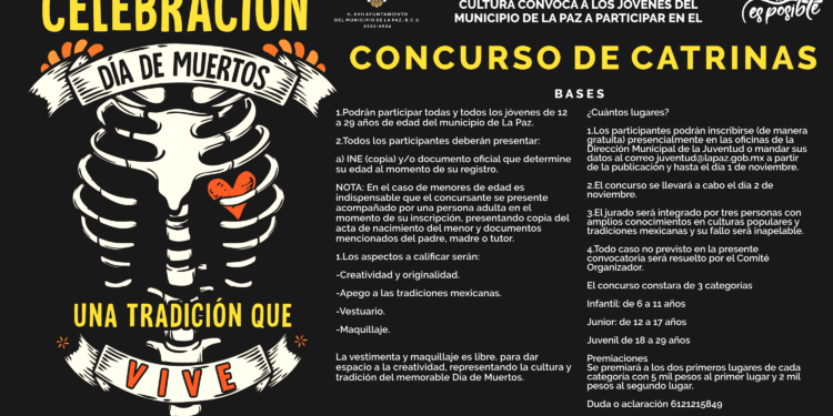 Invita Ayuntamiento al Concurso Juvenil de Catrinas de “Día de Muertos”