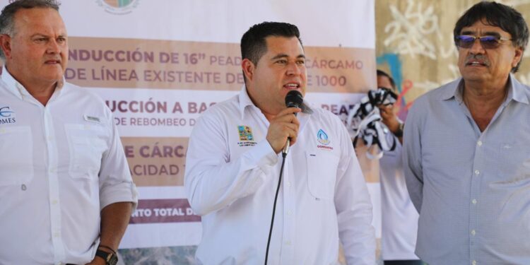 Banderazo de obra de la obra integral de construcción de la línea de conducción de La Sanluqueña al tanque de 1000 de Lomas del Sol, con una inversión de $37 millones 495 mil 868.95 pesos. 