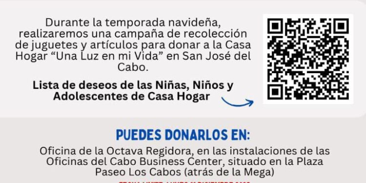 La VIII regidora del XIV Ayuntamiento de Los Cabos, Sarahí Ramos Murillo, invita a la ciudadanía a donar juguetes